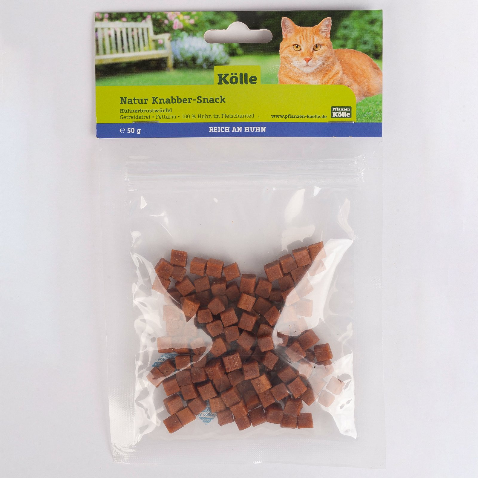 Natur Knabber-Snack für Katzen, Hühnerbrustwürfel, 50 g