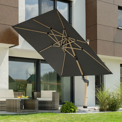 Pendelschirm 'Rhodos Twist Woody', anthrazit, ca. 300 x 300 cm