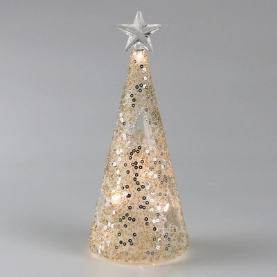 LED Baum mit Stern, gold, Ø 7,5 × H 20 cm