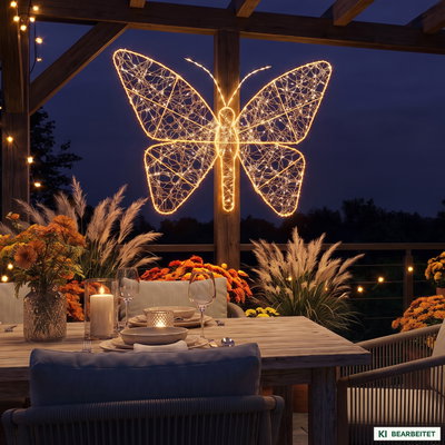 LED Schmetterling, 760 LEDs, gold, ca. 98 x H 77 cm
