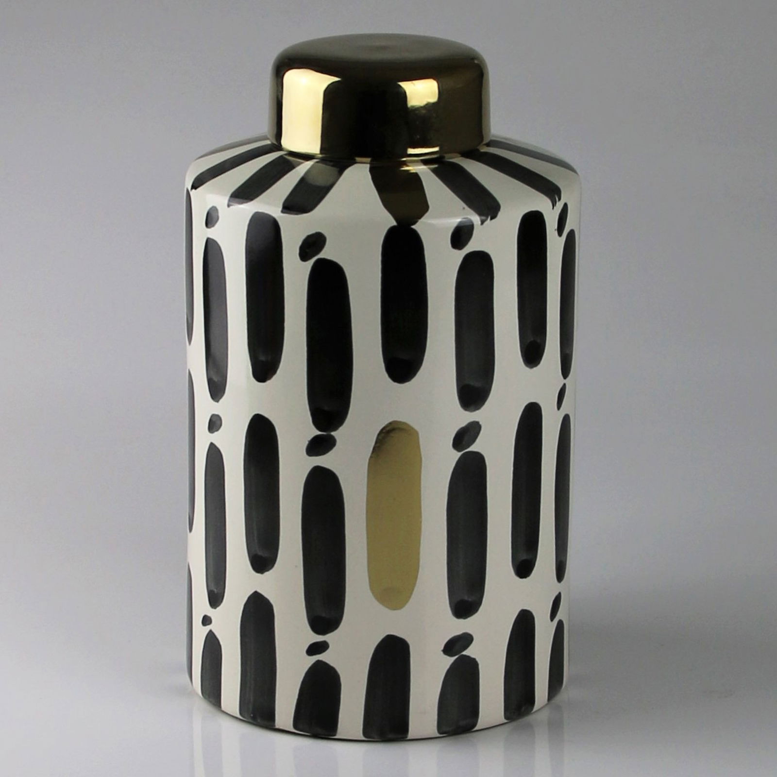 Vase, schwarz/weiß, Keramik, D14 x H23,5 cm