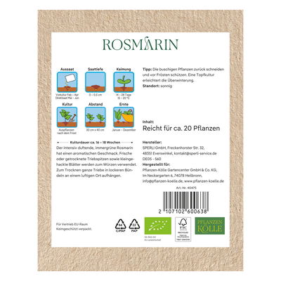 Kölle Bio Saatgut Rosmarin, grün