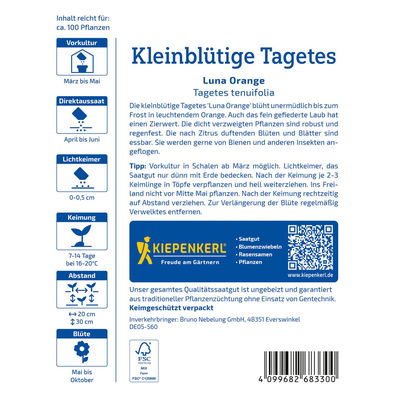 Blumensamen, Studentenblume 'Luna Orange', orange Blumensamen, Studentenblume 'Luna Orange', orange