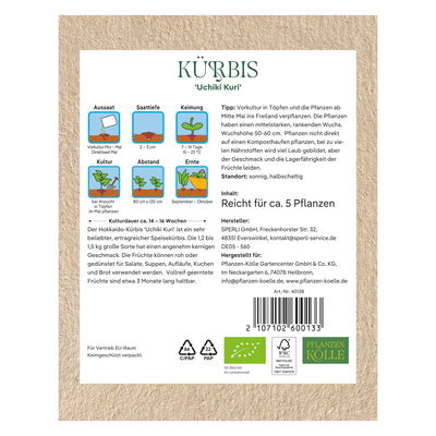 Kölle Bio Gemüsesamen, Kürbis 'Uchiki Kuri'