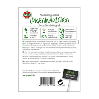 Blumensamen, Löwenmaul 'Zwerg-Wunderteppich' Blumensamen, Löwenmaul 'Zwerg-Wunderteppich'
