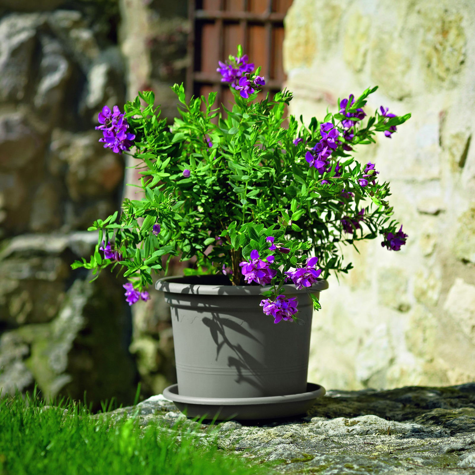 Euro 3 Plast Pflanzkübel 'Geo', taupe, ca. Ø 40 x H 30 cm