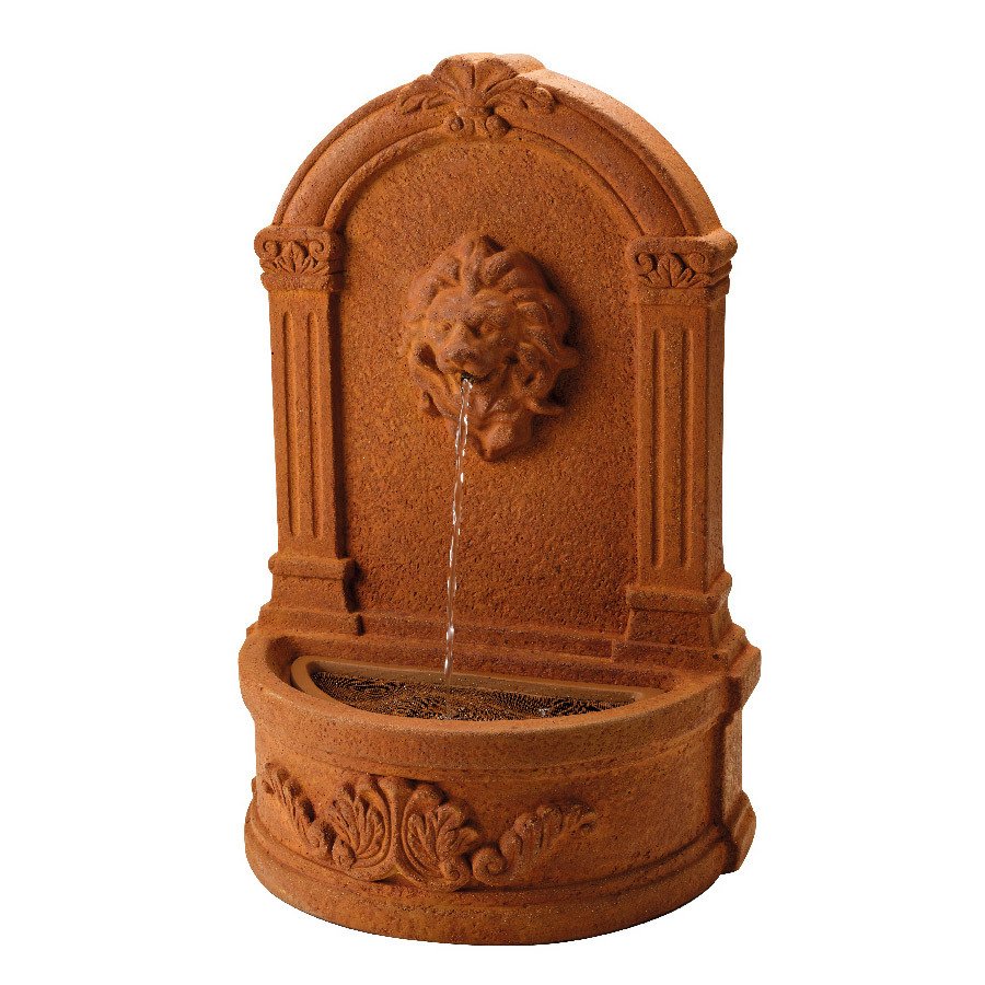 Brunnen mit Löwenkopf, rustikalbraun, 23,5 x 36 x H 54 cm