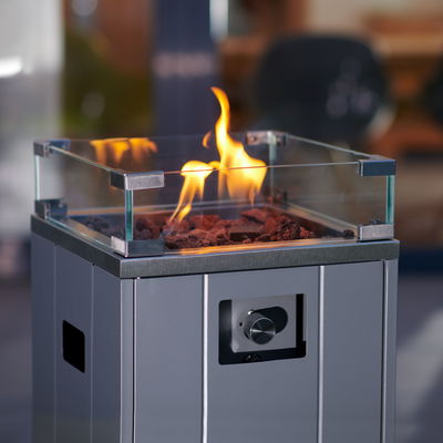 Buschbeck Loungefeuer 'Malta', grau, Edelstahl, ca. 38 x 38 x H91 cm