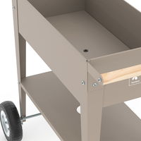 Hochbeet-Trolley mit Rädern, taupe, Metall, 75 x 35 x 80 cm, 47 l