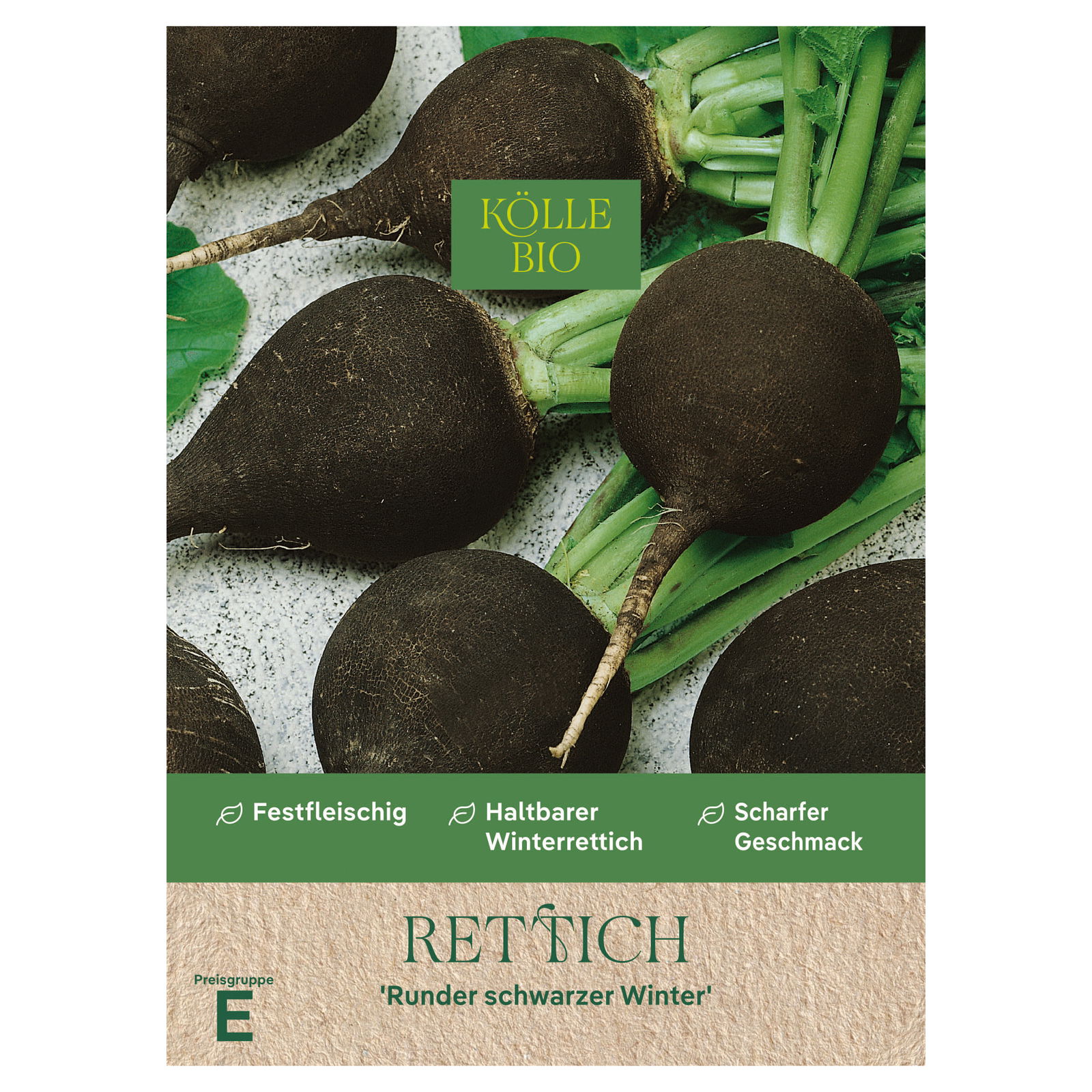 Kölle Bio Saatgut Rettich 'Runder Schwarzer Winter', schwarz