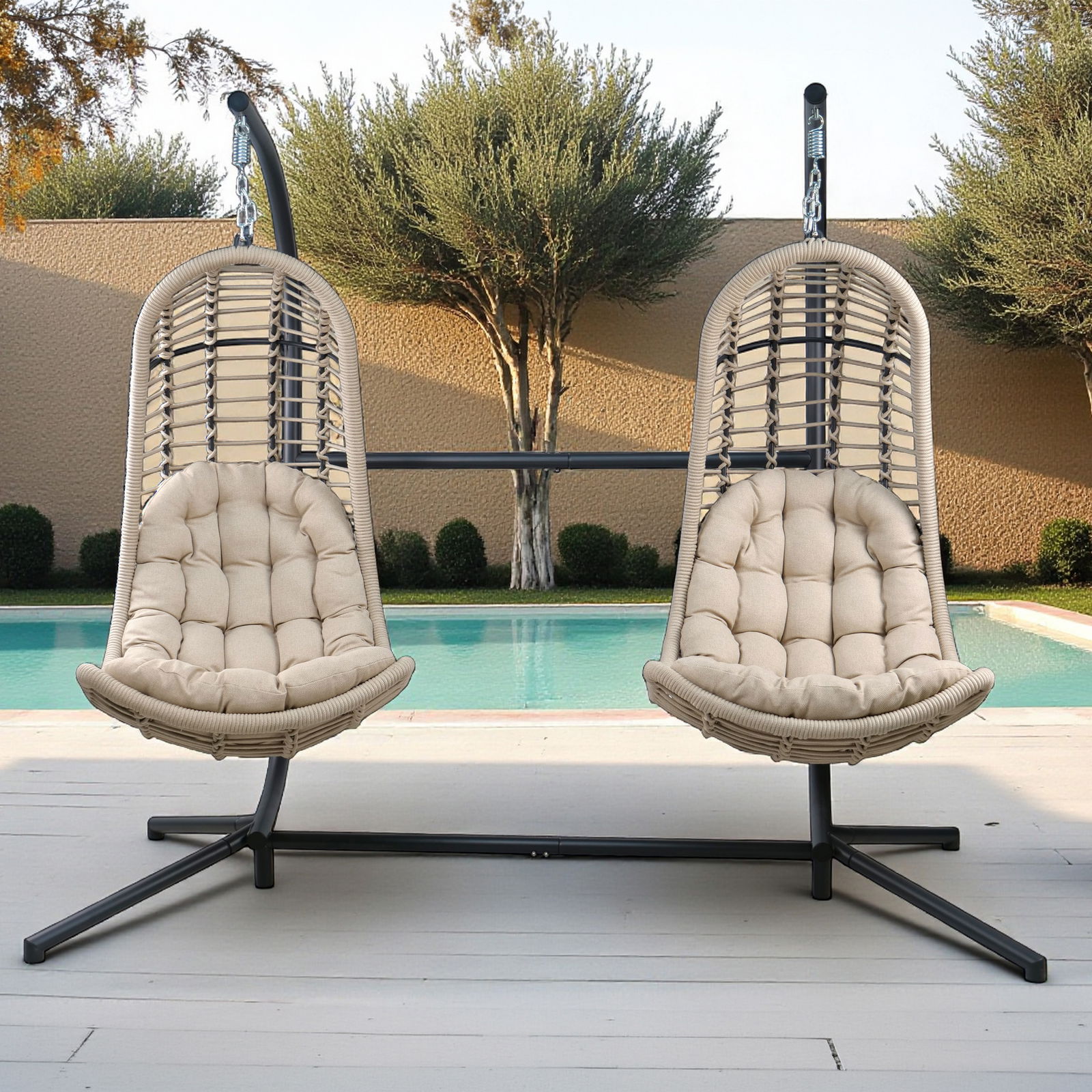 Sungörl Doppel-Hängesessel 'Bardolino' inkl. Auflagen, anthrazit/braun