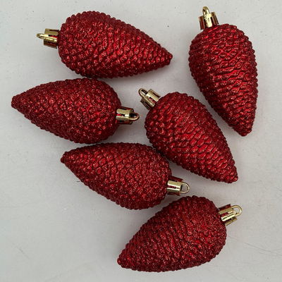 Glitter Zapfen, 6er-Set, weihnachtsrot, Höhe ca. 8 cm Glitter Zapfen, 6er-Set, weihnachtsrot, Höhe ca. 8 cm