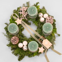 Dekorierter Adventskranz mit Kerzen in Smaragdgrün, Mix-Grün, ca. 35 cm Ø Dekorierter Adventskranz mit Kerzen in Smaragdgrün, Mix-Grün, ca. 35 cm Ø
