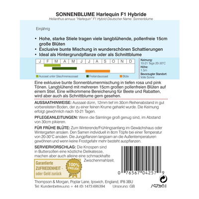 Thompson & Morgan Blumensamen Sonnenblume Harlequin F1 Hybride