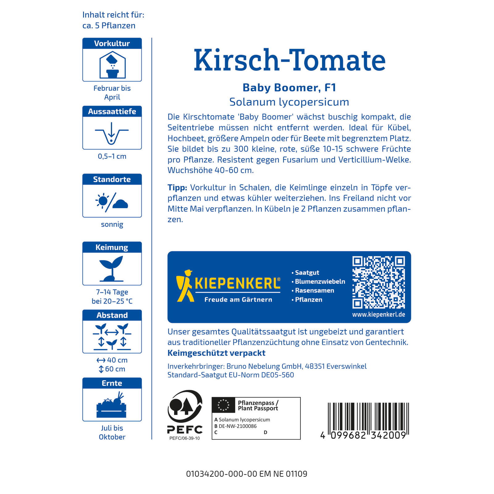 Kiepenkerl Saatgut Kirschtomate 'Baby-Boomer®', rot