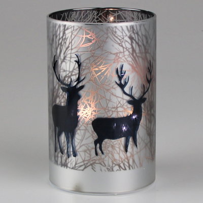 Windlicht mit Hirschmotiv, silber Windlicht mit Hirschmotiv, silber