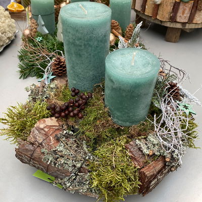 Waldmoos in der Holzkiste, ca. 25x13x7 cm, 4er-Set