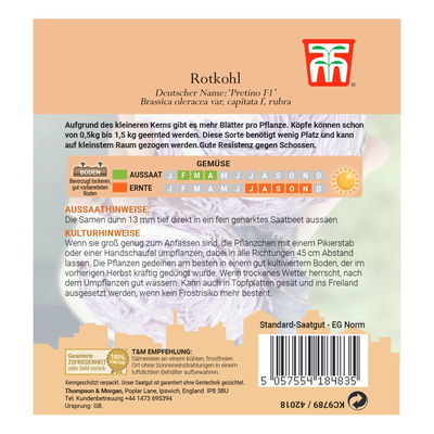 Gemüsesamen, Rotkohl 'Pretino' F1, lila, 10 Stück Gemüsesamen, Rotkohl 'Pretino' F1, lila, 10 Stück