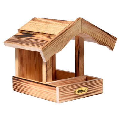 Vogelfutterhaus 'Burnie', natur, Holz geflammt, 19 x 26 x 20 cm Vogelfutterhaus 'Burnie', natur, Holz geflammt, 19 x 26 x 20 cm