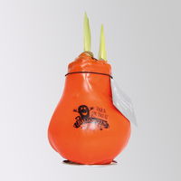 Amaryllis in Wachs, Dekor 'Printz Halloween', Blüte rot