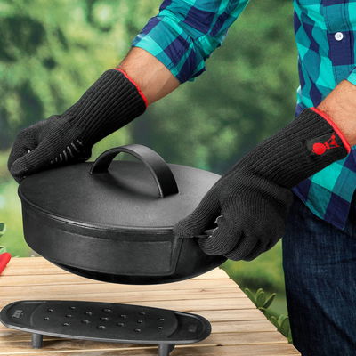 Weber® Grillhandschuh-Set aus Kevlar, lang mit Silikonnoppen (S/M), schwarz