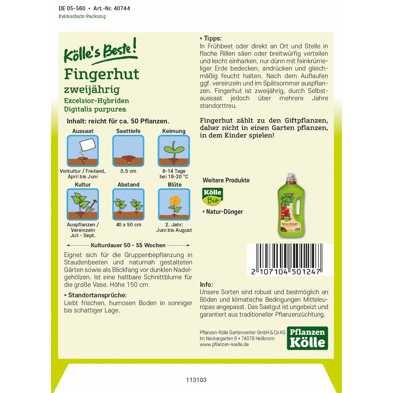 Kölle's Beste Blumensamen Fingerhut (Digitalis Excelsior)