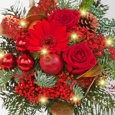 Blumenstrauß 'Lichterglanz' inkl. Lichterkette, handgebunden