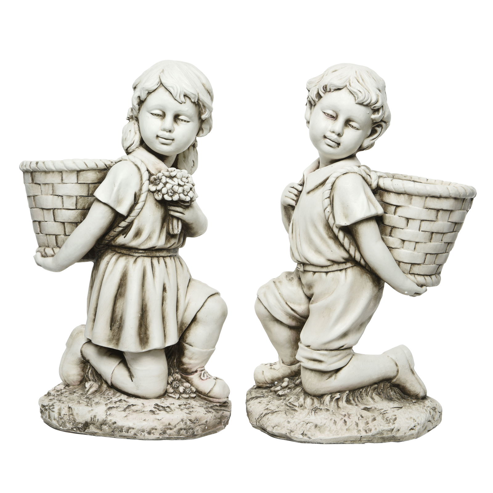 Kölle Statue 'Junge mit Korb', antikweiß, Höhe ca. 57 cm