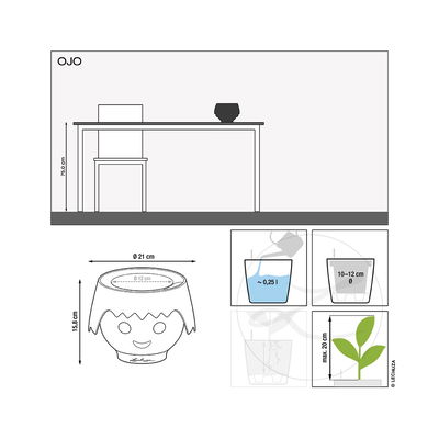 Lechuza 'Ojo', ocean blue, ca. Ø 21 x H 15,8 cm Lechuza 'Ojo', ocean blue, ca. Ø 21 x H 15,8 cm