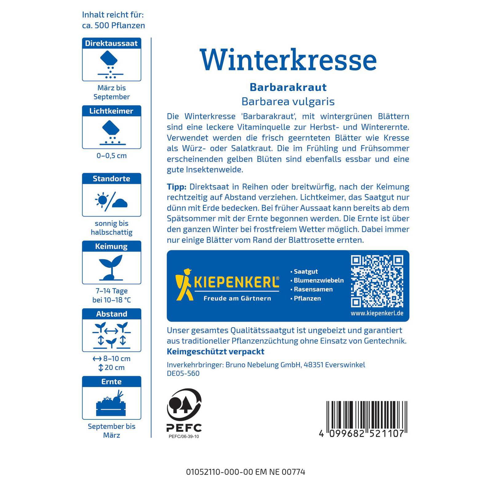 Gemüsesamen, Winterkresse, grün