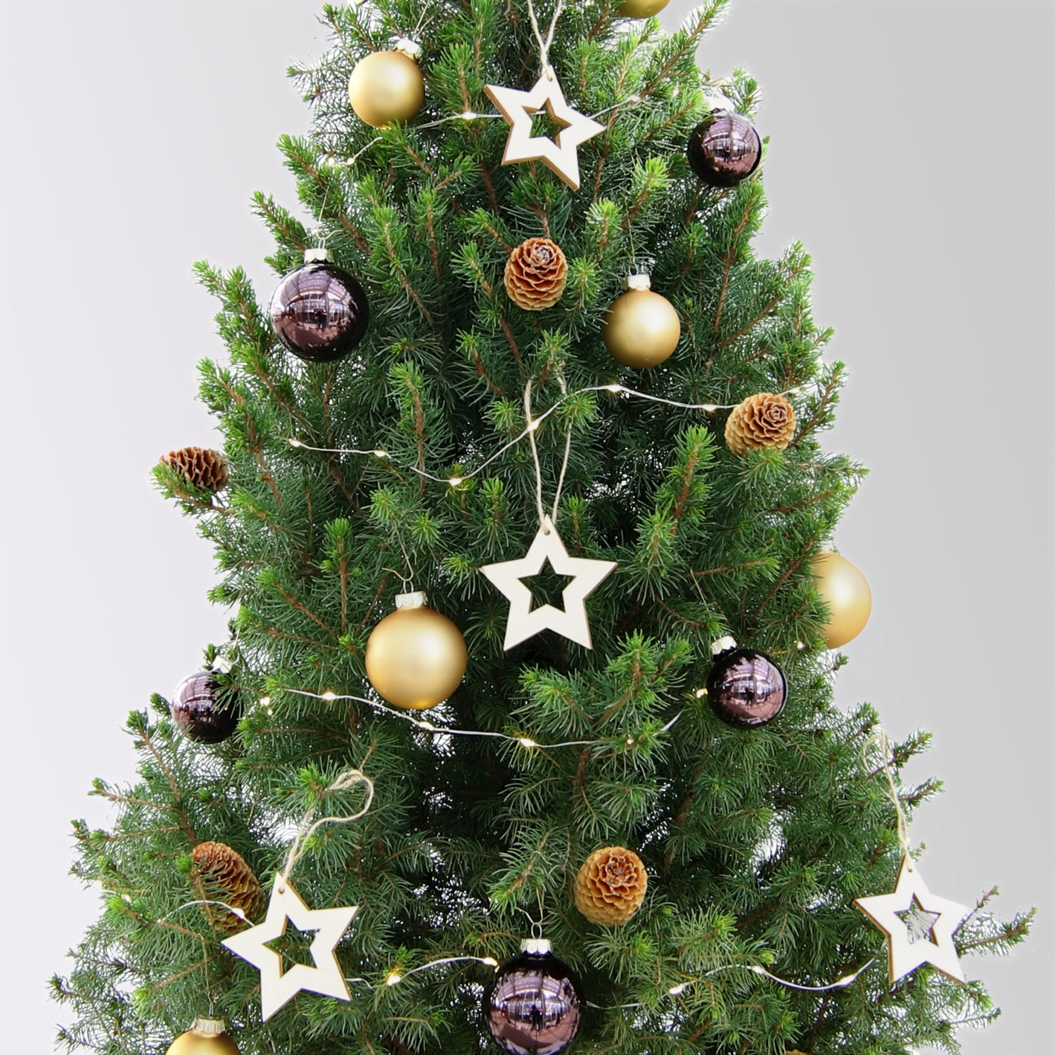 Weihnachtsbäumchen inkl. Deko, braun-gold, Jutesack natur-weiß, Höhe 120 cm
