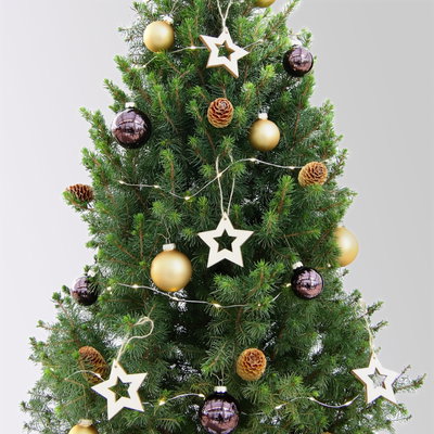 Weihnachtsbäumchen inkl. Deko, braun-gold, Jutesack natur-weiß, Höhe 120 cm