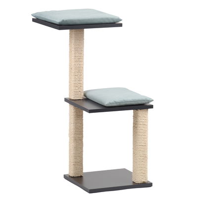 Silvio Design Katzenbaum 'Jaimie', anthrazit, Kissen in hellblau