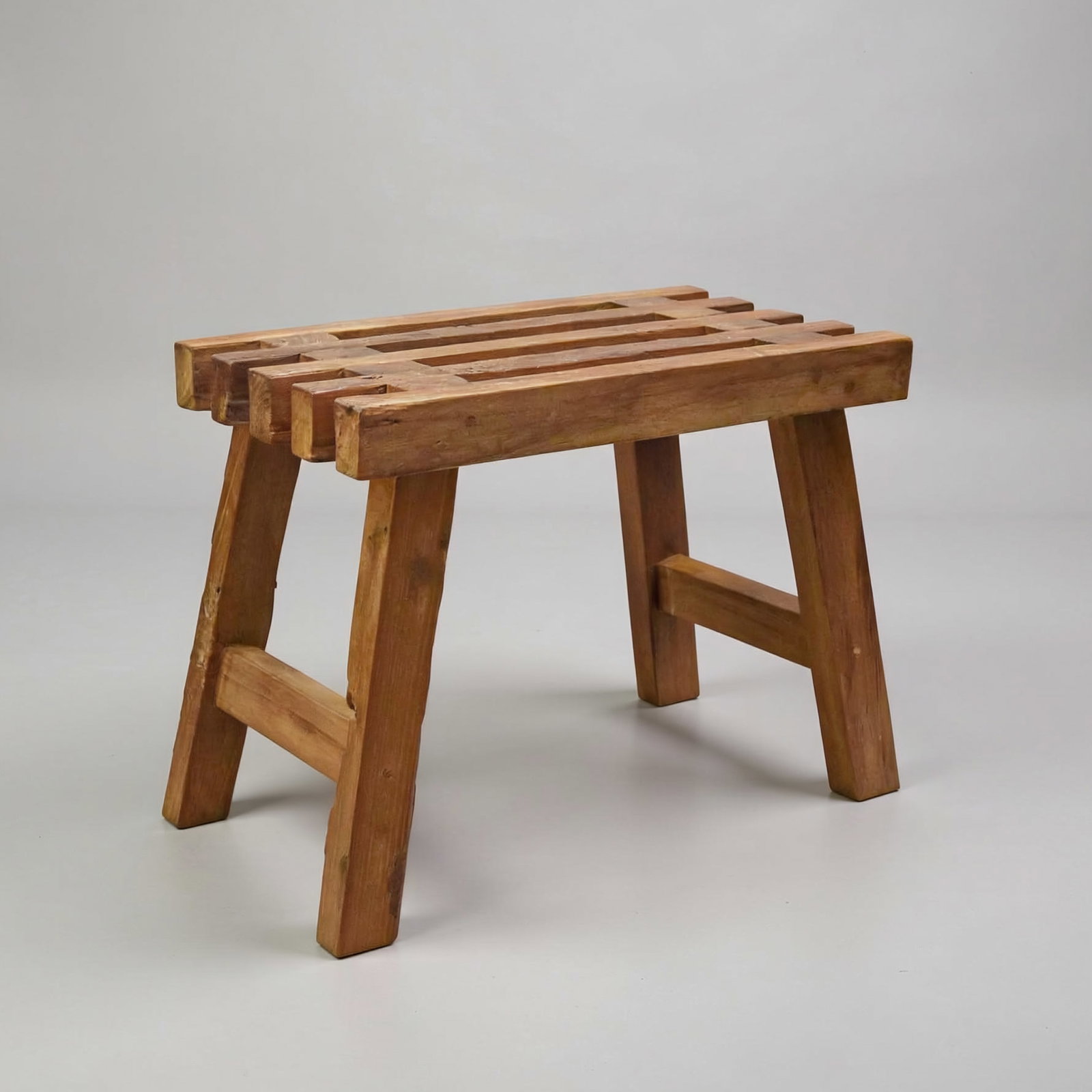 Hocker eckig aus recyceltem Teakholz, ca. 50x30x43 cm