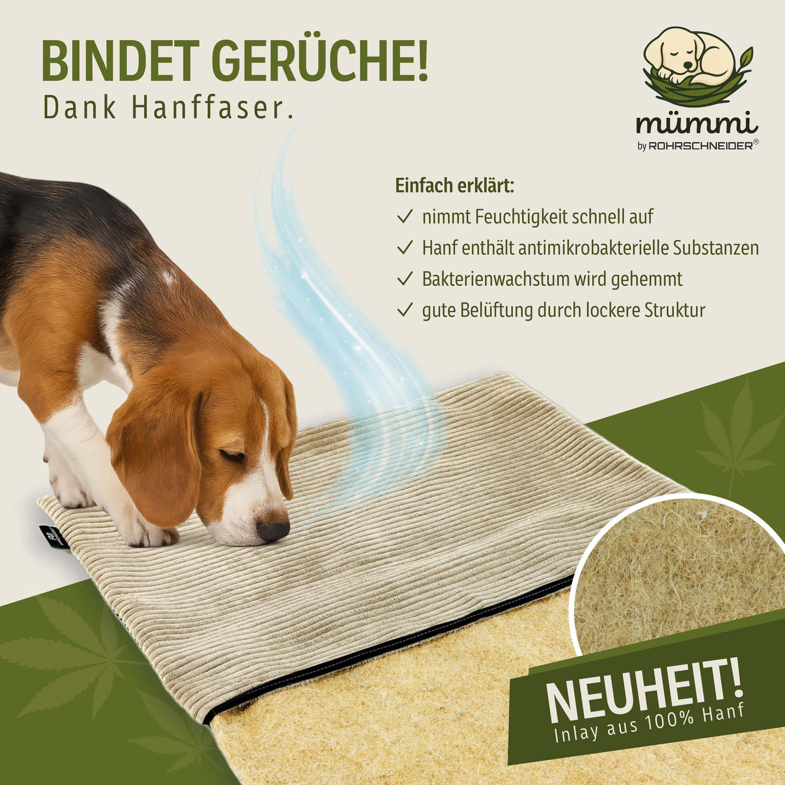 Mümmi by Rohrschneider Hundematte Cord, beige, ca. 44 x 50 x 2 cm Mümmi by Rohrschneider Hundematte Cord, beige, ca. 44 x 50 x 2 cm