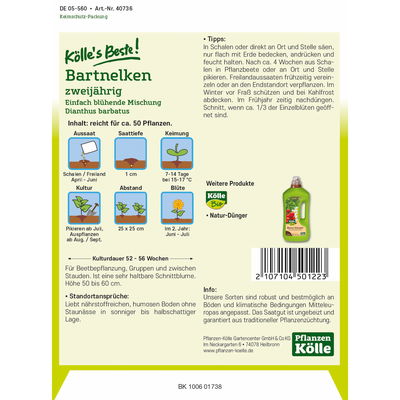 Kölles Beste Blumensamen Bartnelke (Dianthus barbatus) Kölles Beste Blumensamen Bartnelke (Dianthus barbatus)