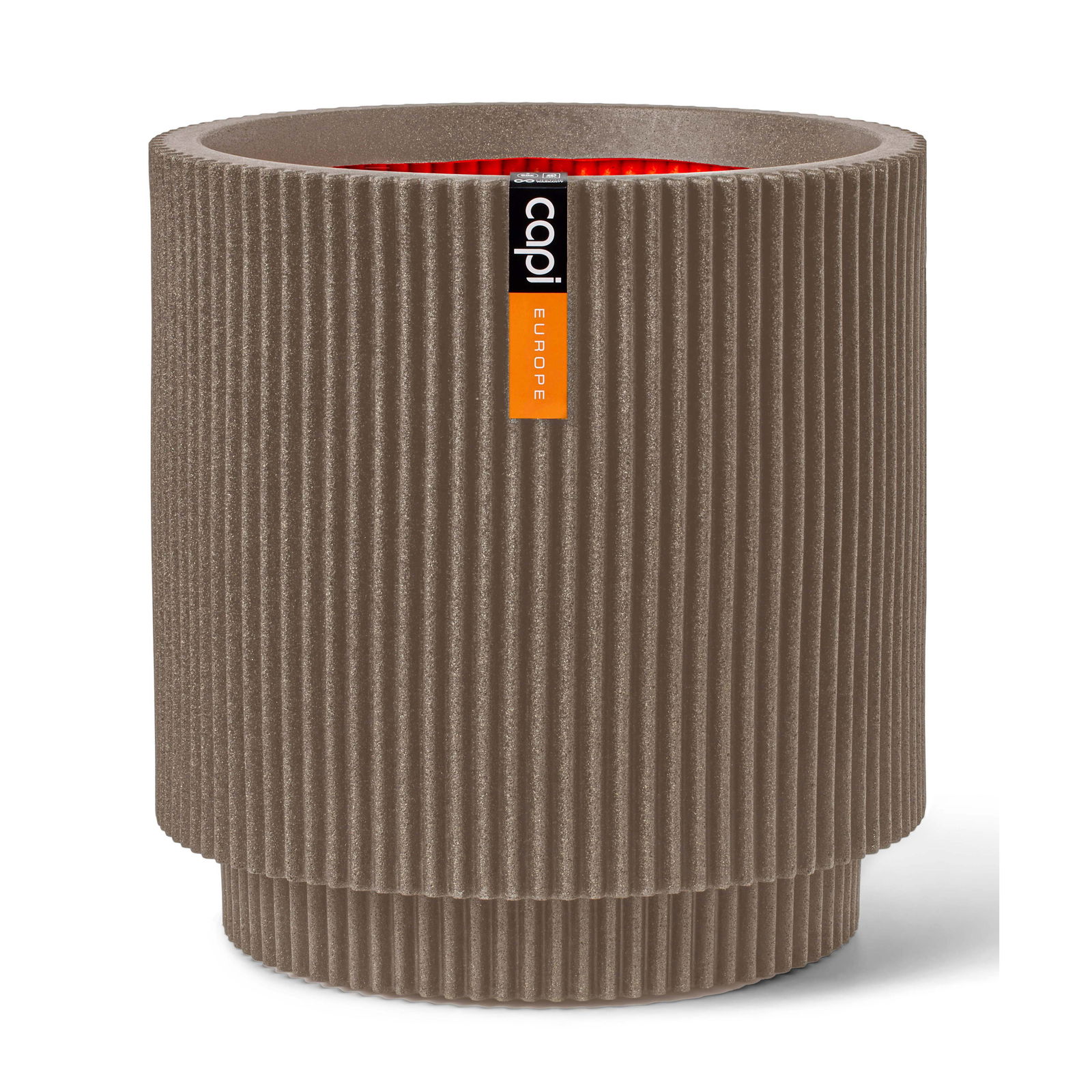Capi Europe Pflanzgefäß 'Groove Zylinder', taupe, Ø 44 x H 46 cm
