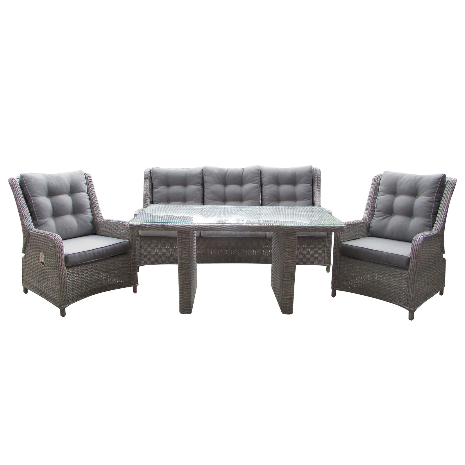 Kölle Gartenmöbel Set ‘Heidelberg’, Rattanoptik braun inkl. Auflagen, 4-teilig, rückenverstellbar