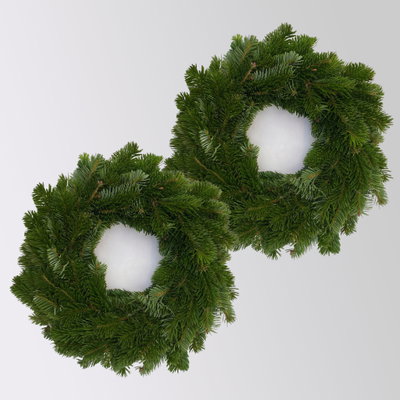 Adventskranz, Nordmanntanne, halbrund gebunden, 30 cm Ø, 2 Stück Adventskranz, Nordmanntanne, halbrund gebunden, 30 cm Ø, 2 Stück