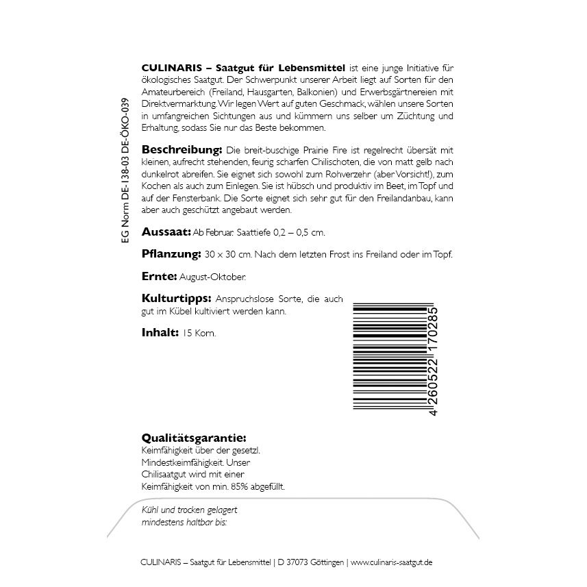 Thompson & Morgan Saatgut Chili 'Prairie on Fire', bunt