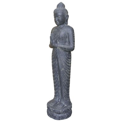 Buddha stehend, schwarz, Steinguss, 44 x 35 x 158 cm, 148 kg Buddha stehend, schwarz, Steinguss, 44 x 35 x 158 cm, 148 kg