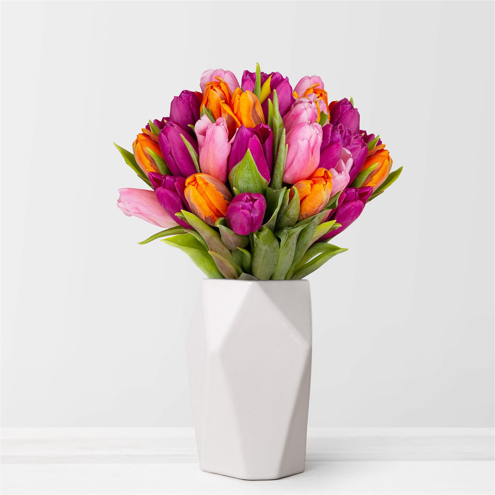 Blumenbund mit Tulpen, 30er-Bund, lila-pink-orange, inkl. gratis Grußkarte