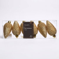 Glitter Zapfen, hellgold, Kunststoff, Höhe ca. 8 cm, 6er-Set Glitter Zapfen, hellgold, Kunststoff, Höhe ca. 8 cm, 6er-Set
