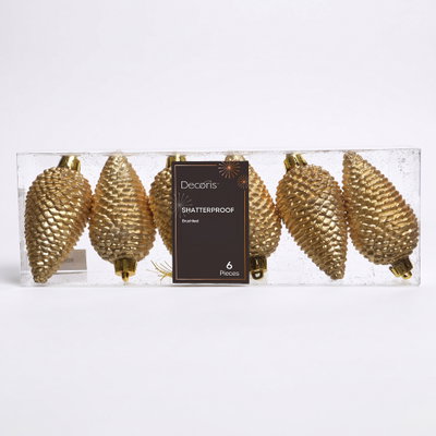 Glitter Zapfen, hellgold, Kunststoff, Höhe ca. 8 cm, 6er-Set Glitter Zapfen, hellgold, Kunststoff, Höhe ca. 8 cm, 6er-Set