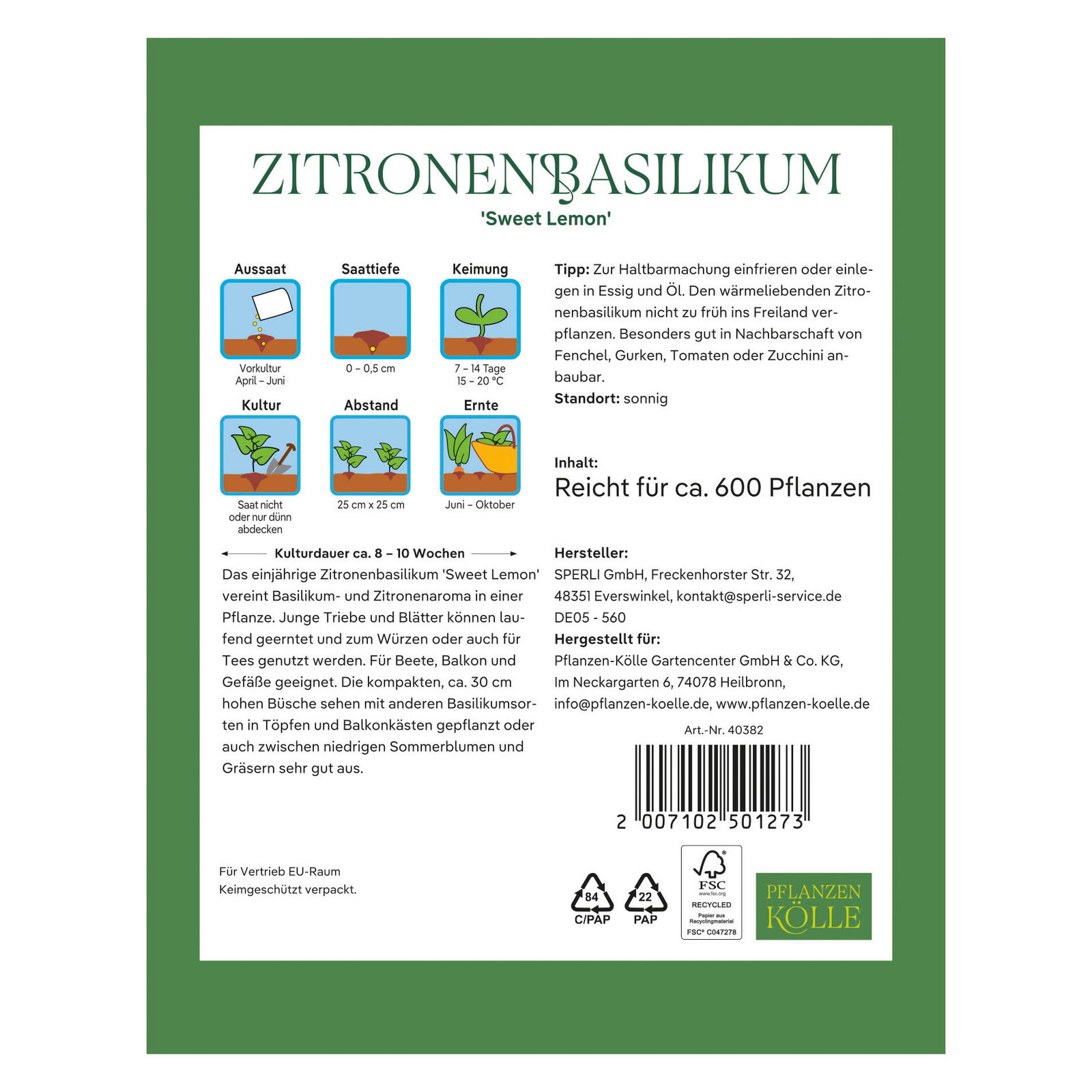 Kölles Beste Kräutersamen Zitronenbasilikum Sweet Lemon