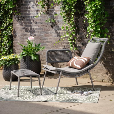 Liegenset Kauai 2tlg., inkl. Fußhocker und Kissen, grau Liegenset Kauai 2tlg., inkl. Fußhocker und Kissen, grau