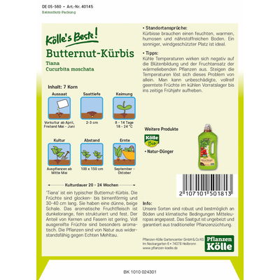 Kölles Beste Gemüsesamen Butternut-Kürbis  Kölles Beste Gemüsesamen Butternut-Kürbis
