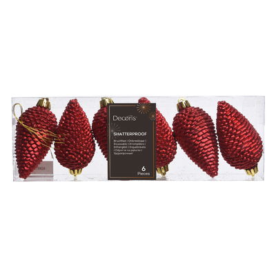 Glitter Zapfen, 6er-Set, weihnachtsrot, Höhe ca. 8 cm Glitter Zapfen, 6er-Set, weihnachtsrot, Höhe ca. 8 cm