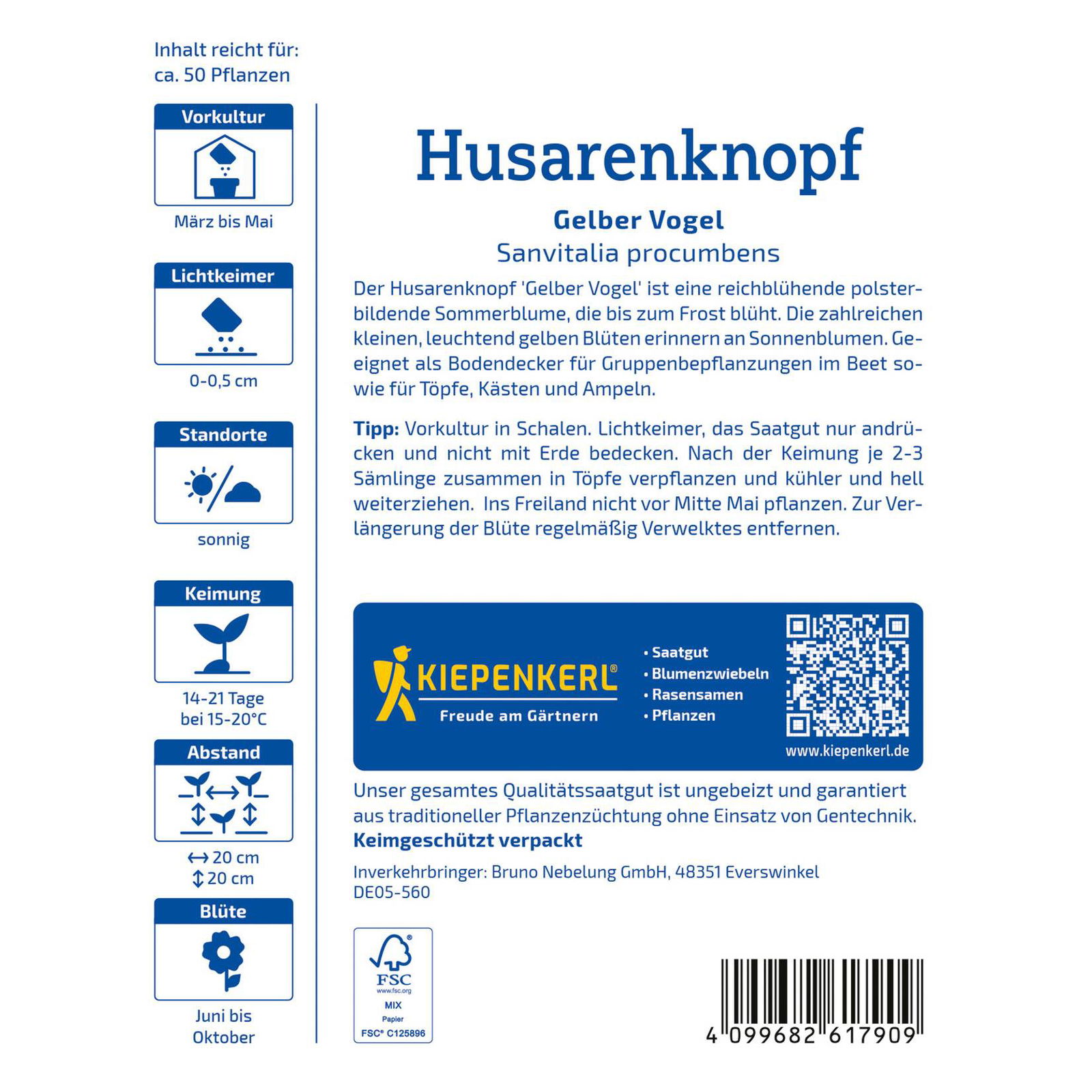 Blumensamen, Husarenköpfchen 'Gelber Vogel'