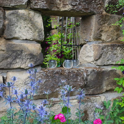 LED-Solar-Glasgefäß, 7,5 x 9 cm, warmweiß